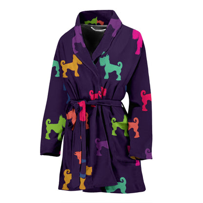 Schnauzers Pattern Print Design A05 Women Bathrobe