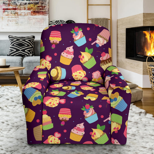 Cupcake Pattern Print Design 05 Recliner Slipcover with Pocket