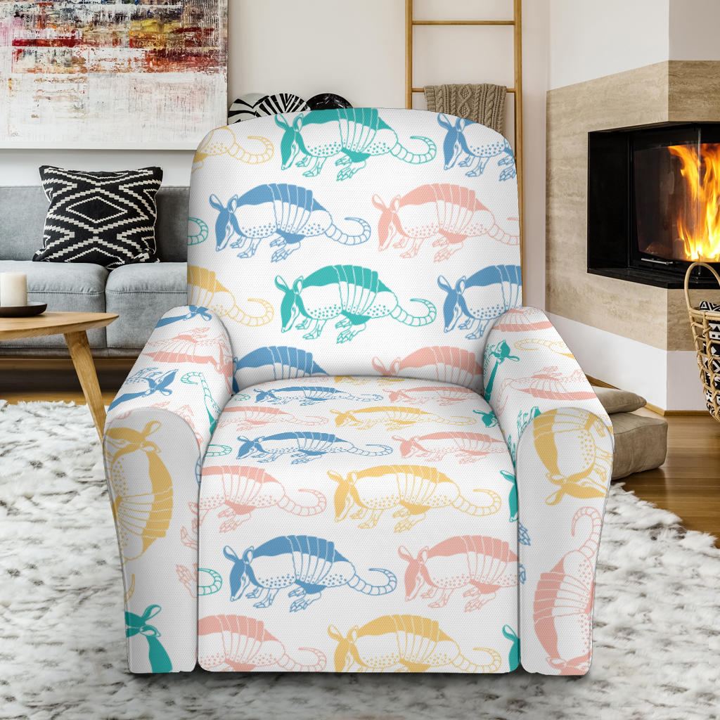 Armadillo Pattern Print Design 05 Recliner Slipcover with Pocket