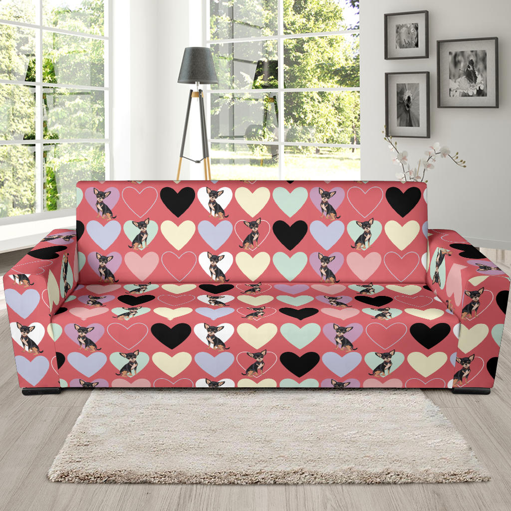 Chihuahua Pattern Print Design 01 Sofa Slipcover