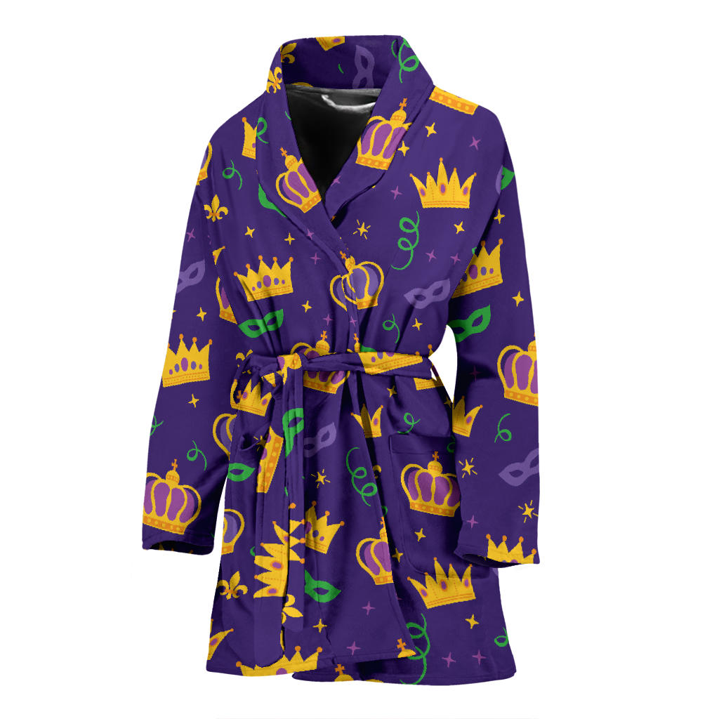 Mardi Gras Pattern Print Design 03 Women Bathrobe