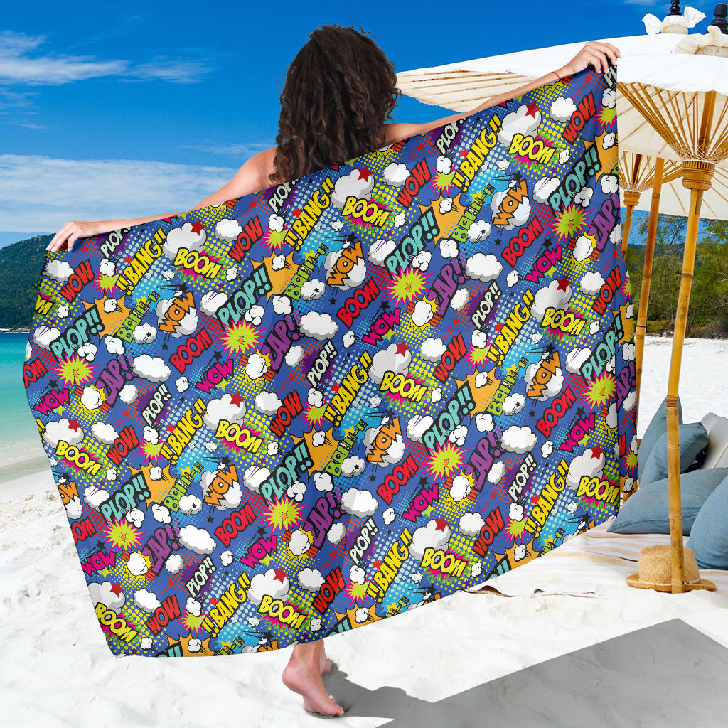 Comic Book Pattern Print Design 02 Sarong Pareo Wrap