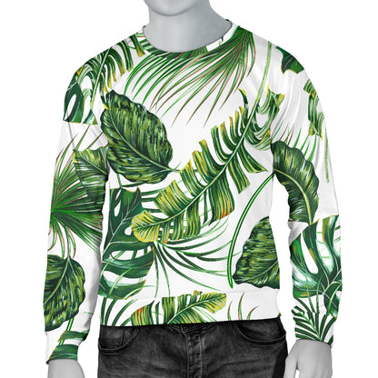 Green Pattern Tropical Palm Leaves Men Long Sleeve Sweatshirt