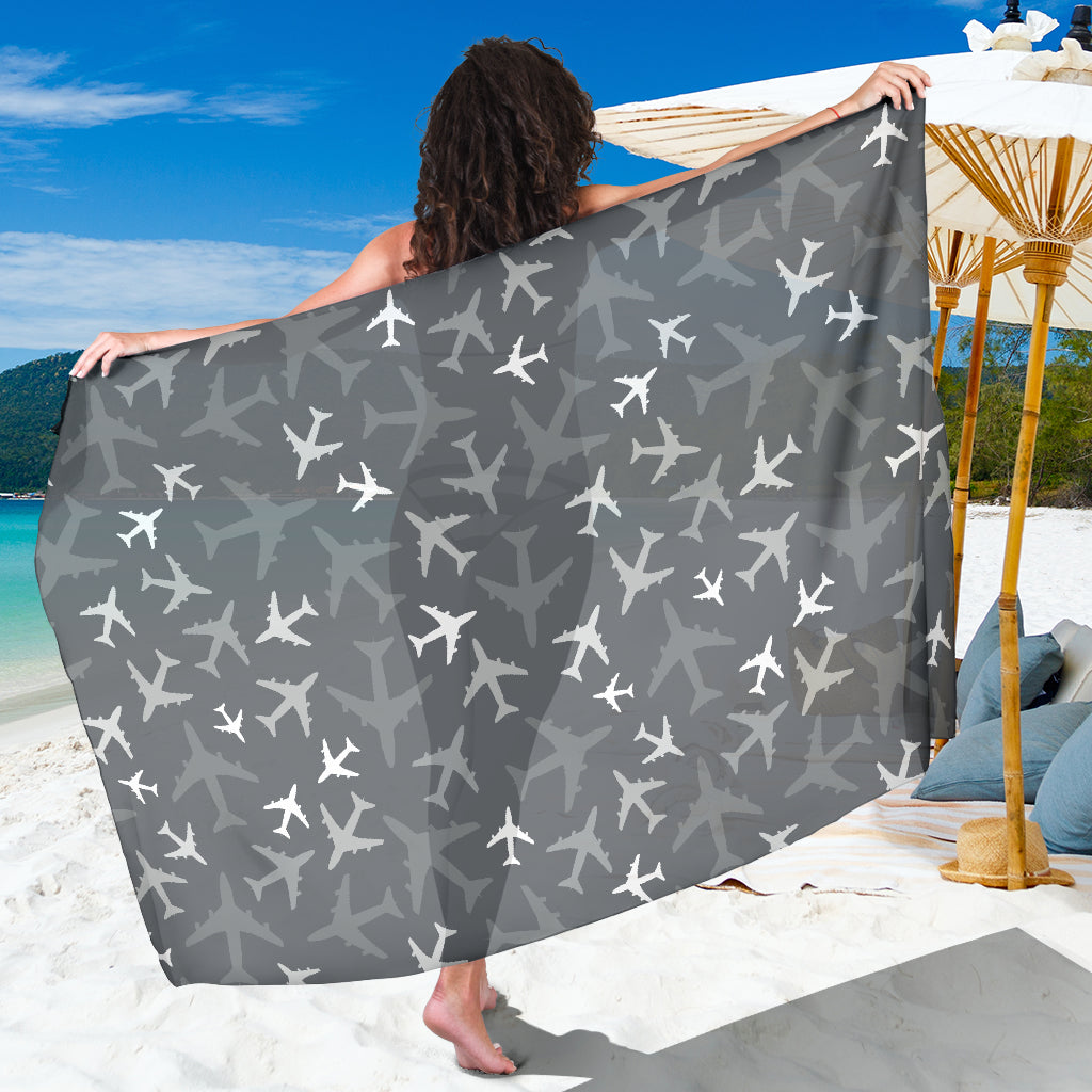 Airplane Pattern Print Design 02 Sarong Pareo Wrap