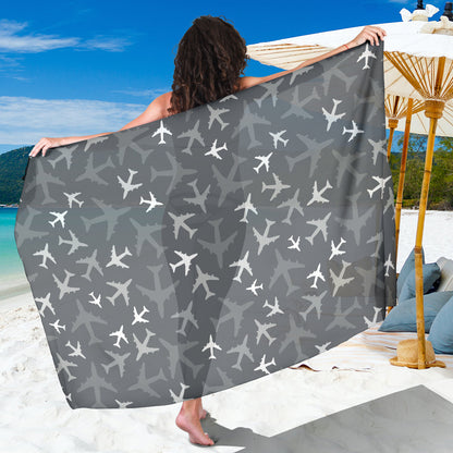 Airplane Pattern Print Design 02 Sarong Pareo Wrap