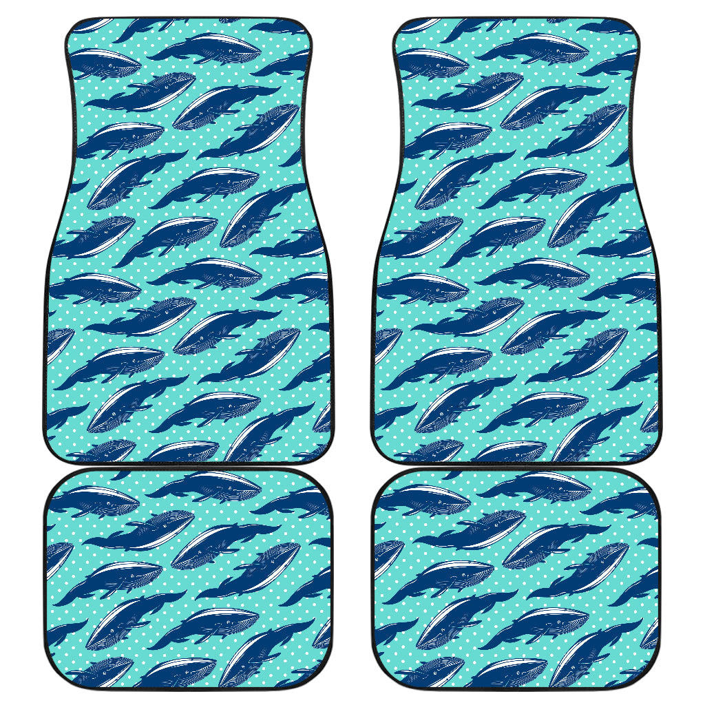 Whale Polka Dot Design Themed Print Car Floor Mats Front Back