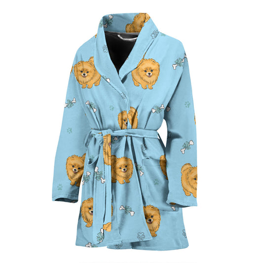 Pomeranians Pattern Print Design A03 Women Bathrobe