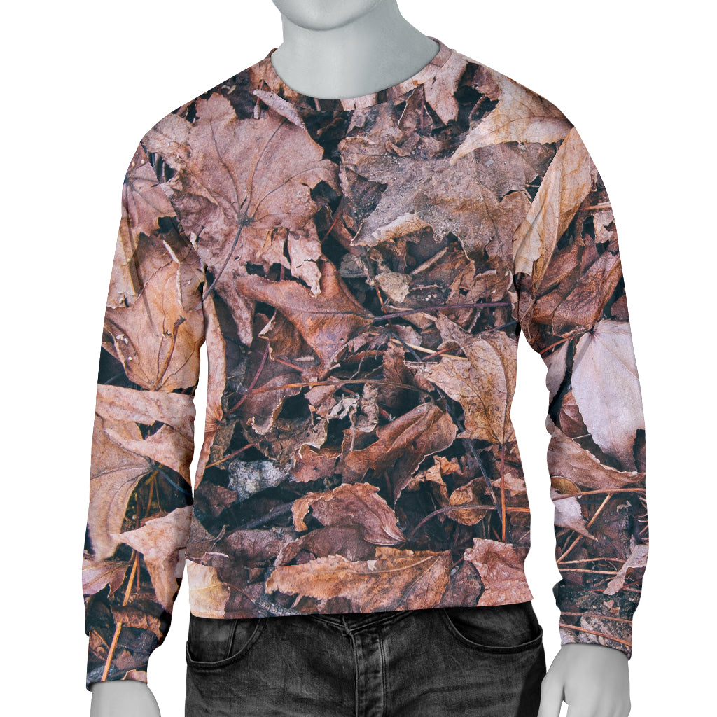 Camouflage Realistic Tree Leaf Print Men Long Sleeve Sweatshirt