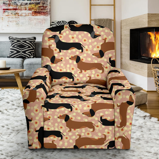 Dachshund Pattern Print Design 011 Recliner Slipcover with Pocket