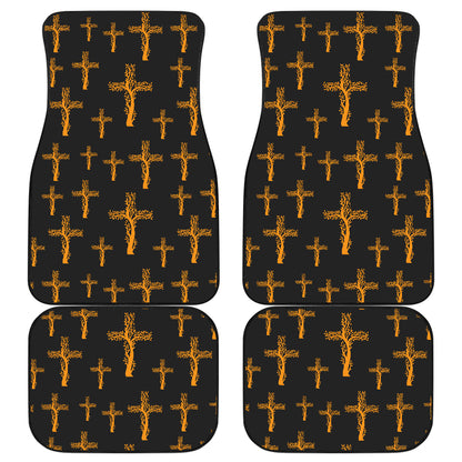 Christian Tree of Life Cross Design Car Floor Mats Front Back