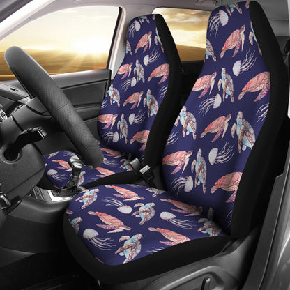 Sea Turtle With Jelly Fish Print Design LKS301 Car Seat Covers