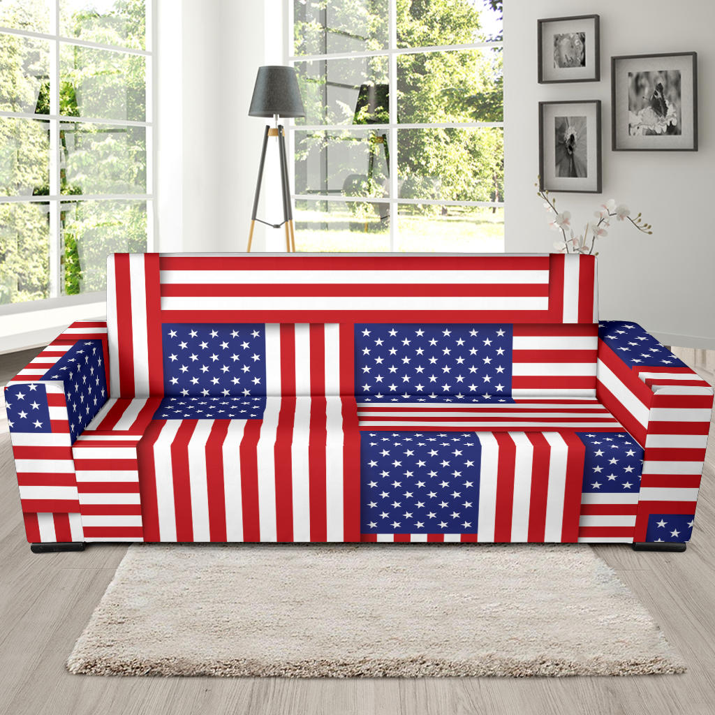 Patriotic US Flag Pattern Print Design A01 Sofa Slipcover