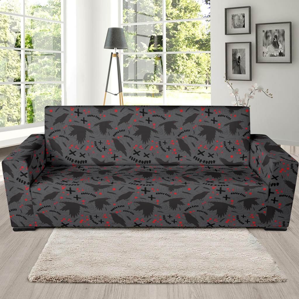 Crow Pattern Print Design 02 Sofa Slipcover