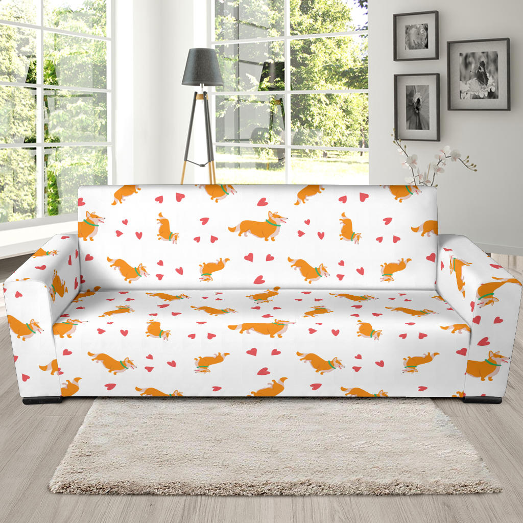 Cardigan Welsh Corgis Pattern Print Design 04 Sofa Slipcover