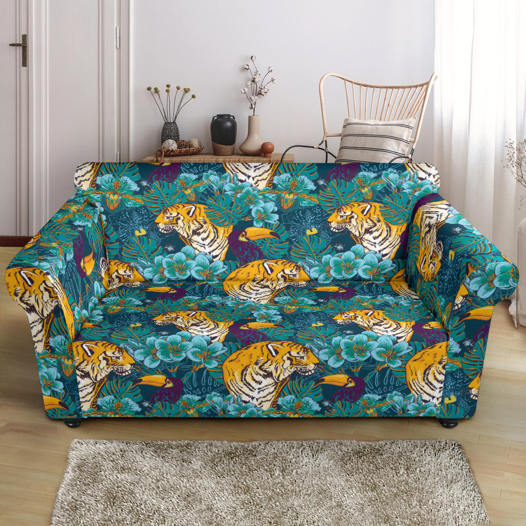 Tiger Tropical Print Design LKS301 Loveseat Couch Slipcover