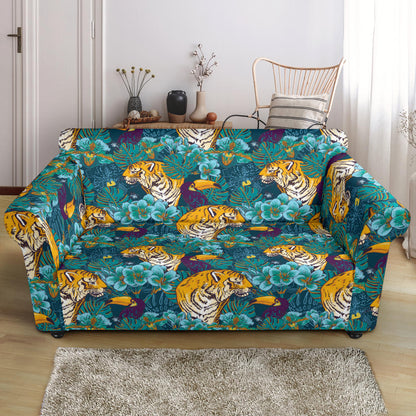 Tiger Tropical Print Design LKS301 Loveseat Couch Slipcover