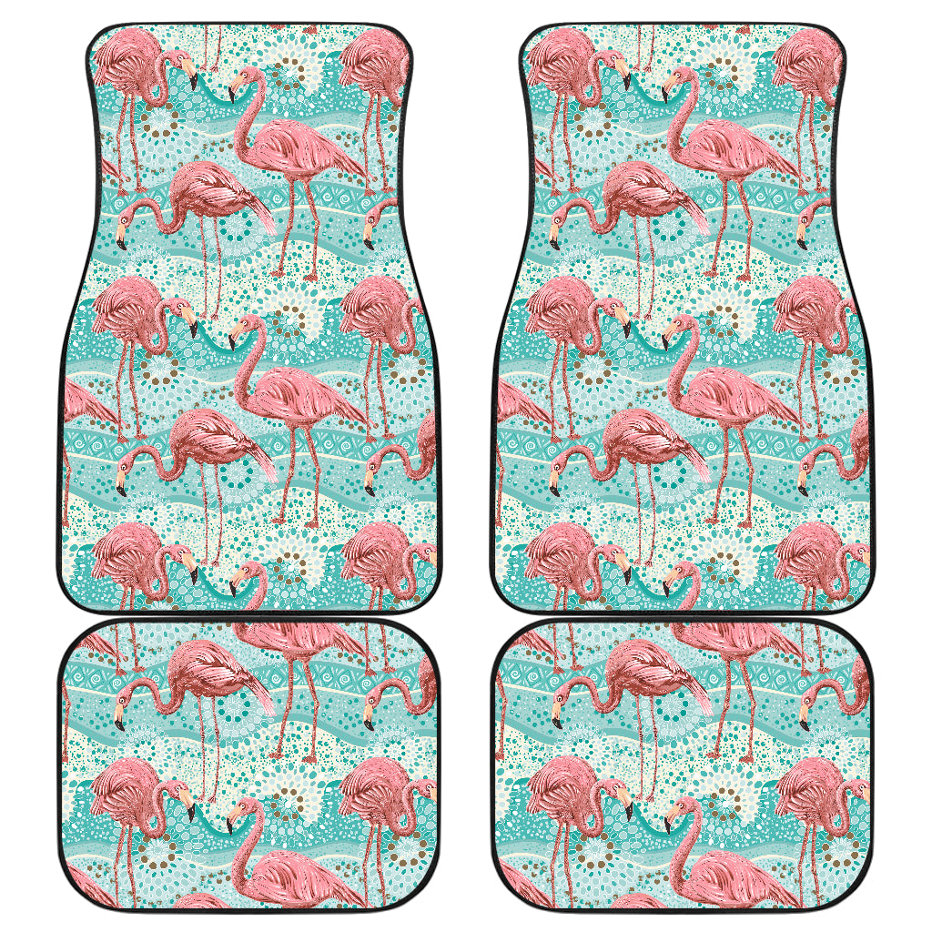 Flamingo Background Themed Print Car Floor Mats Front Back