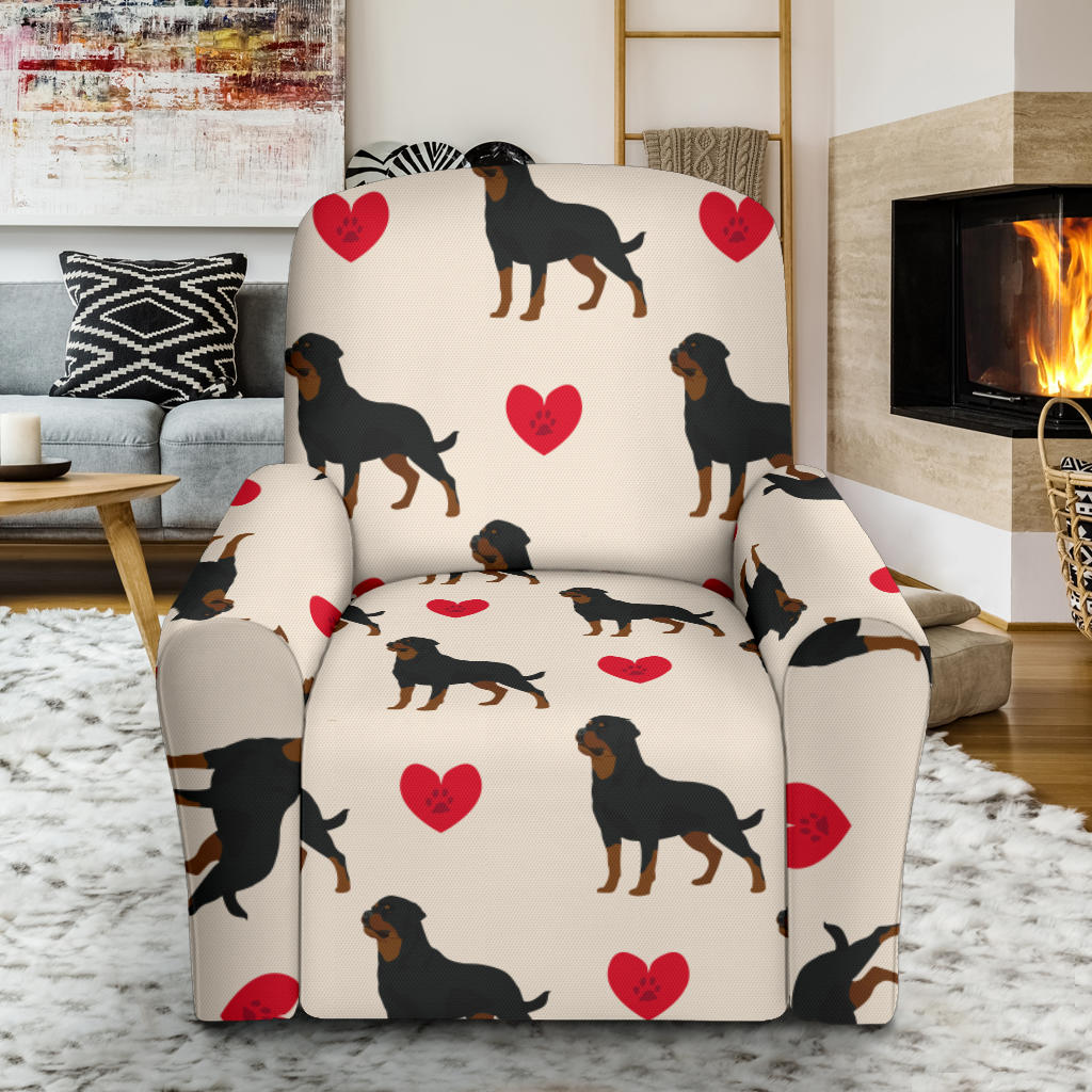 Rottweiler Pattern Print Design A02 Recliner Slipcover with Pocket