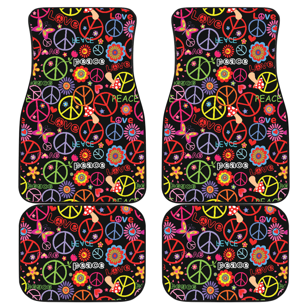 Peace Sign Colorful Design Print Car Floor Mats Front Back