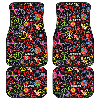 Peace Sign Colorful Design Print Car Floor Mats Front Back