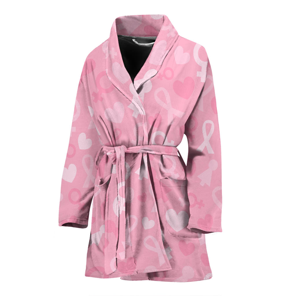 Breast cancer Pattern Print Design 01 Women Bathrobe