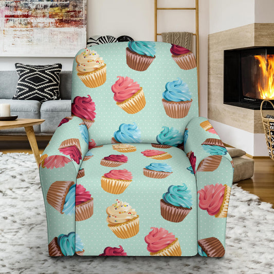 Cupcake Pattern Print Design 01 Recliner Slipcover with Pocket