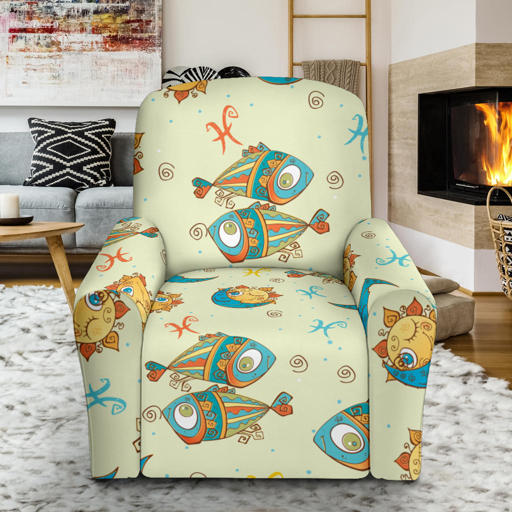 Pisces Pattern Print Design A03 Recliner Slipcover with Pocket