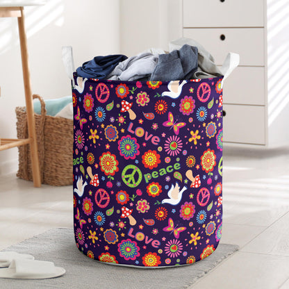 Flower Power Peace Design Print Laundry Basket