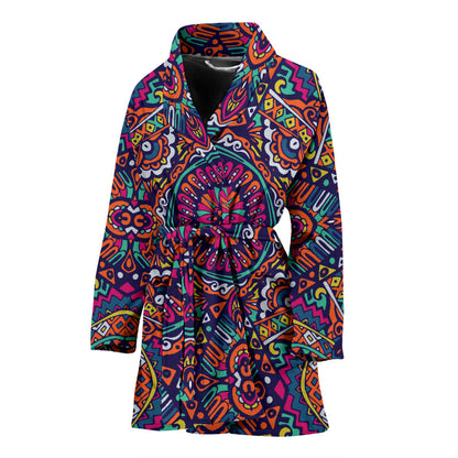 Boho Pattern Print Design 06 Women Bathrobe