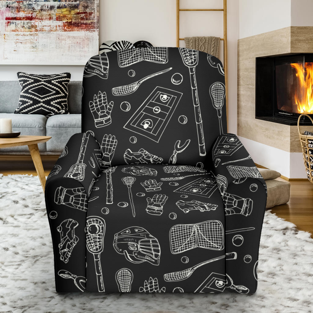 Lacrosse Pattern Print Design 01 Recliner Slipcover with Pocket