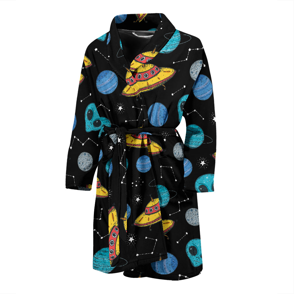 UFO Alien Print Design LKS306 Men Bathrobe