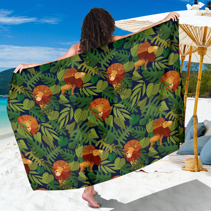 Lion Jungle Pattern Print Design 05 Sarong Pareo Wrap
