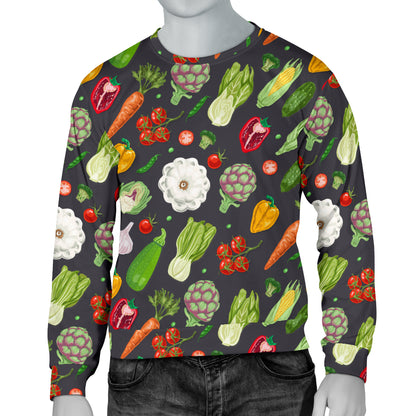Vegan Pattern Themed Design Print Men Long Sleeve Sweatshirt