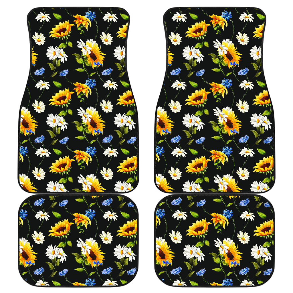 Sunflower Chamomile Bright Color Print  Car Floor Mats Front Back