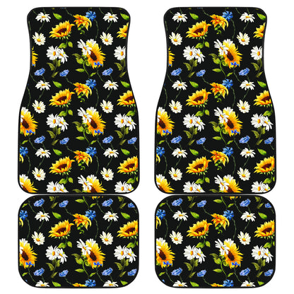 Sunflower Chamomile Bright Color Print  Car Floor Mats Front Back