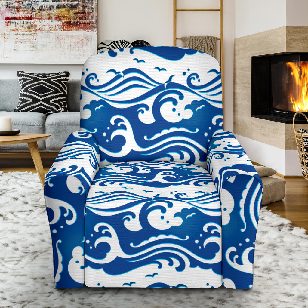 Wave Print Design LKS303 Recliner Slipcover with Pocket