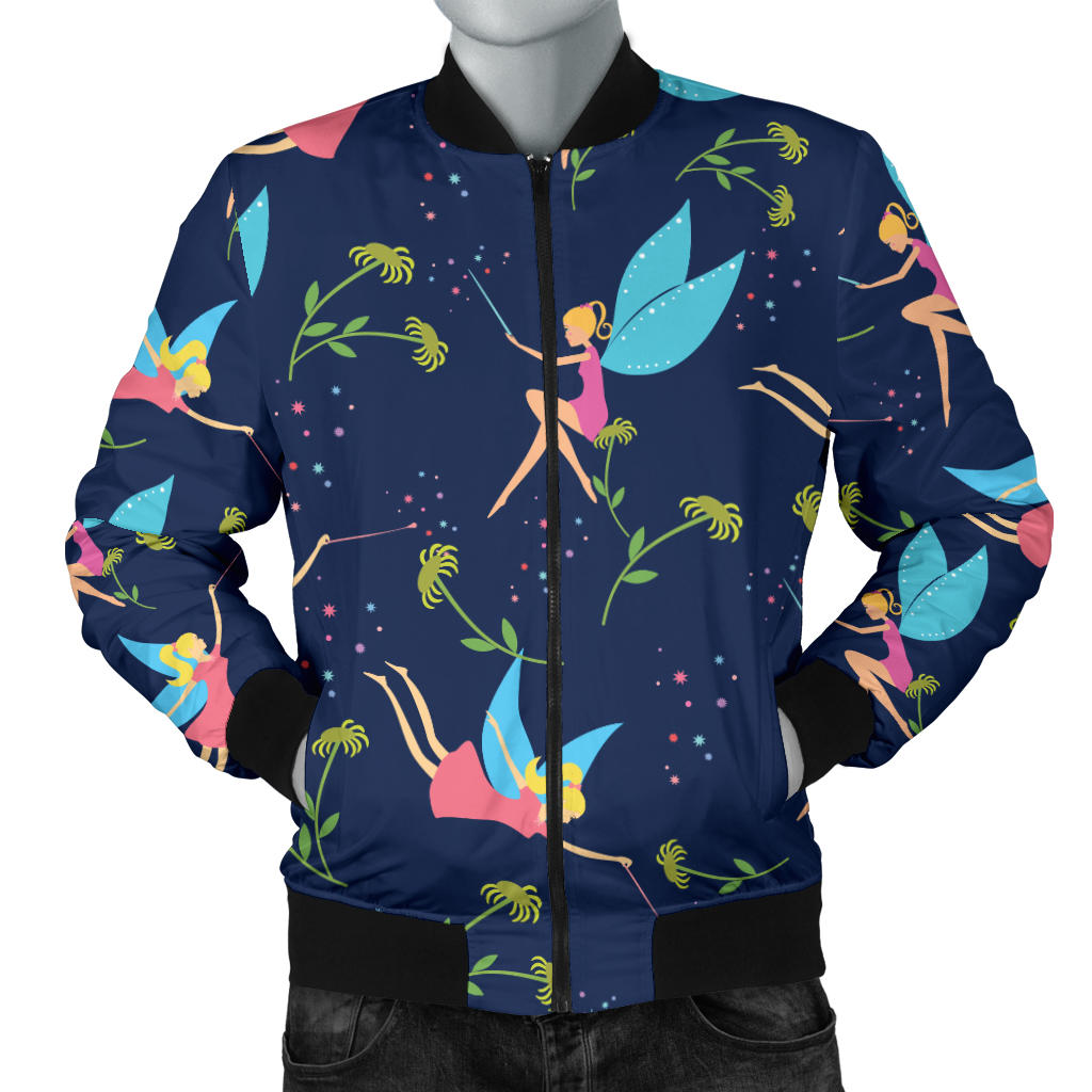 Fairy with flower Print Pattern Men Bomber Jacket