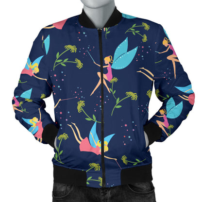 Fairy with flower Print Pattern Men Bomber Jacket