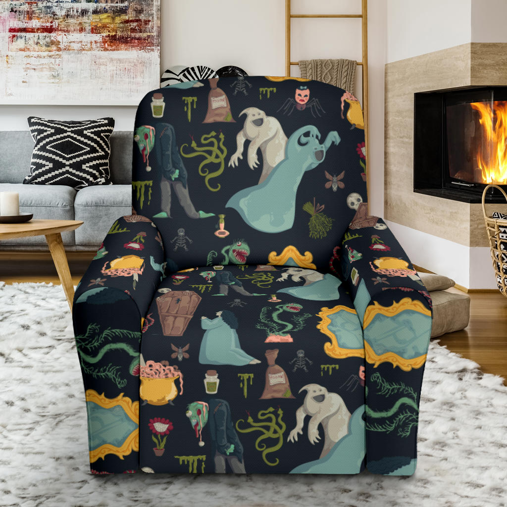 Creepy Print Design LKS303 Recliner Slipcover with Pocket