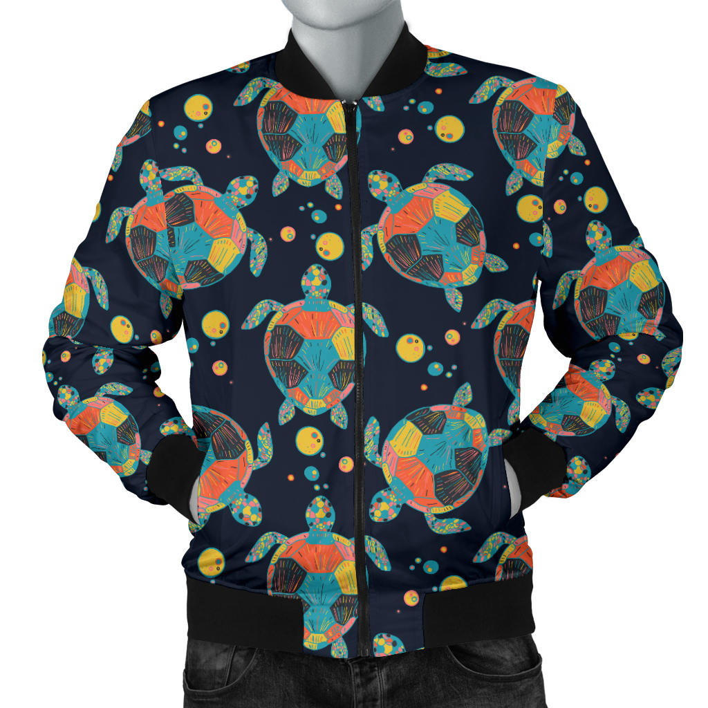 Sea Turtle Colorful with bubble Print Men Bomber Jacket