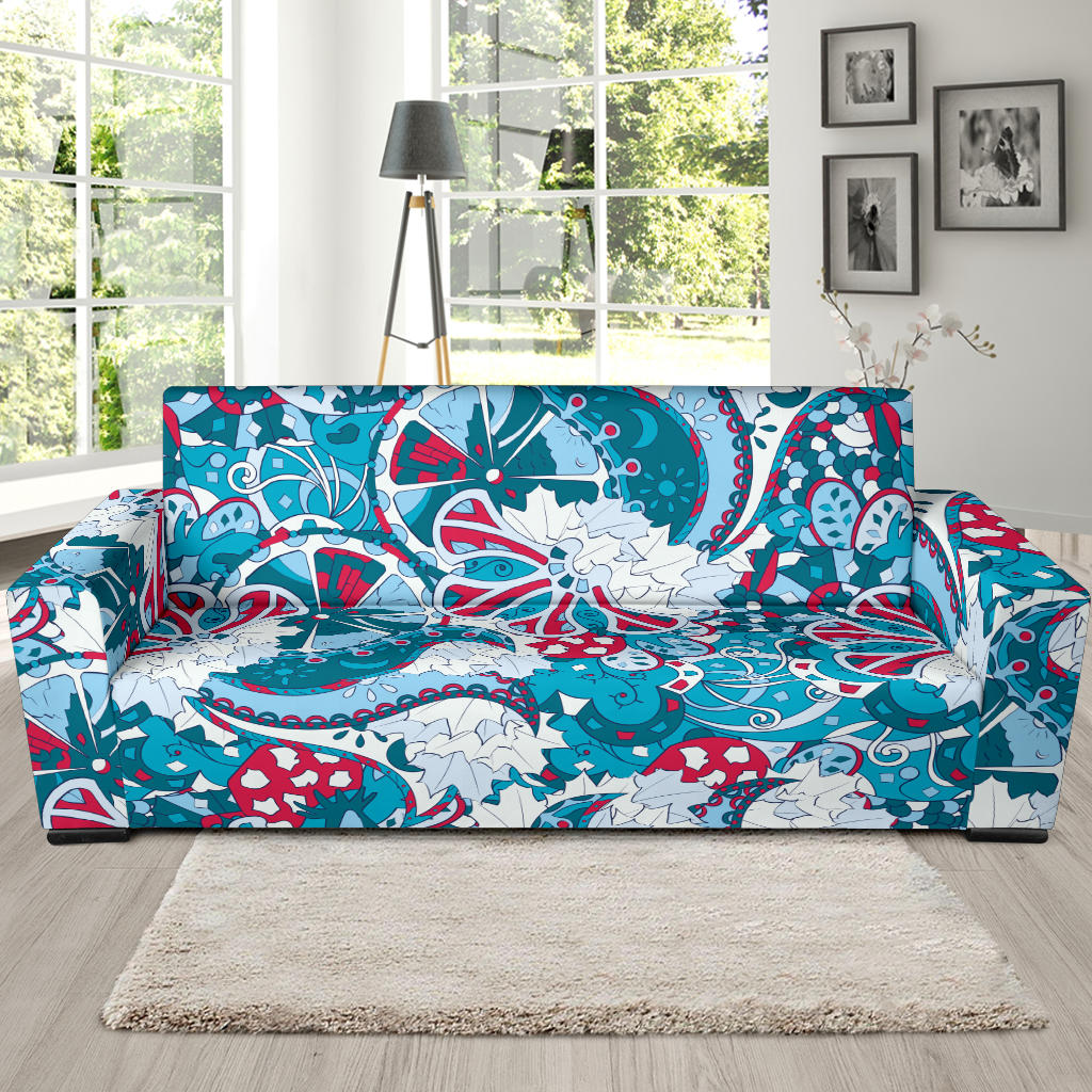 Funky Retro Pattern Print Design A05 Sofa Slipcover