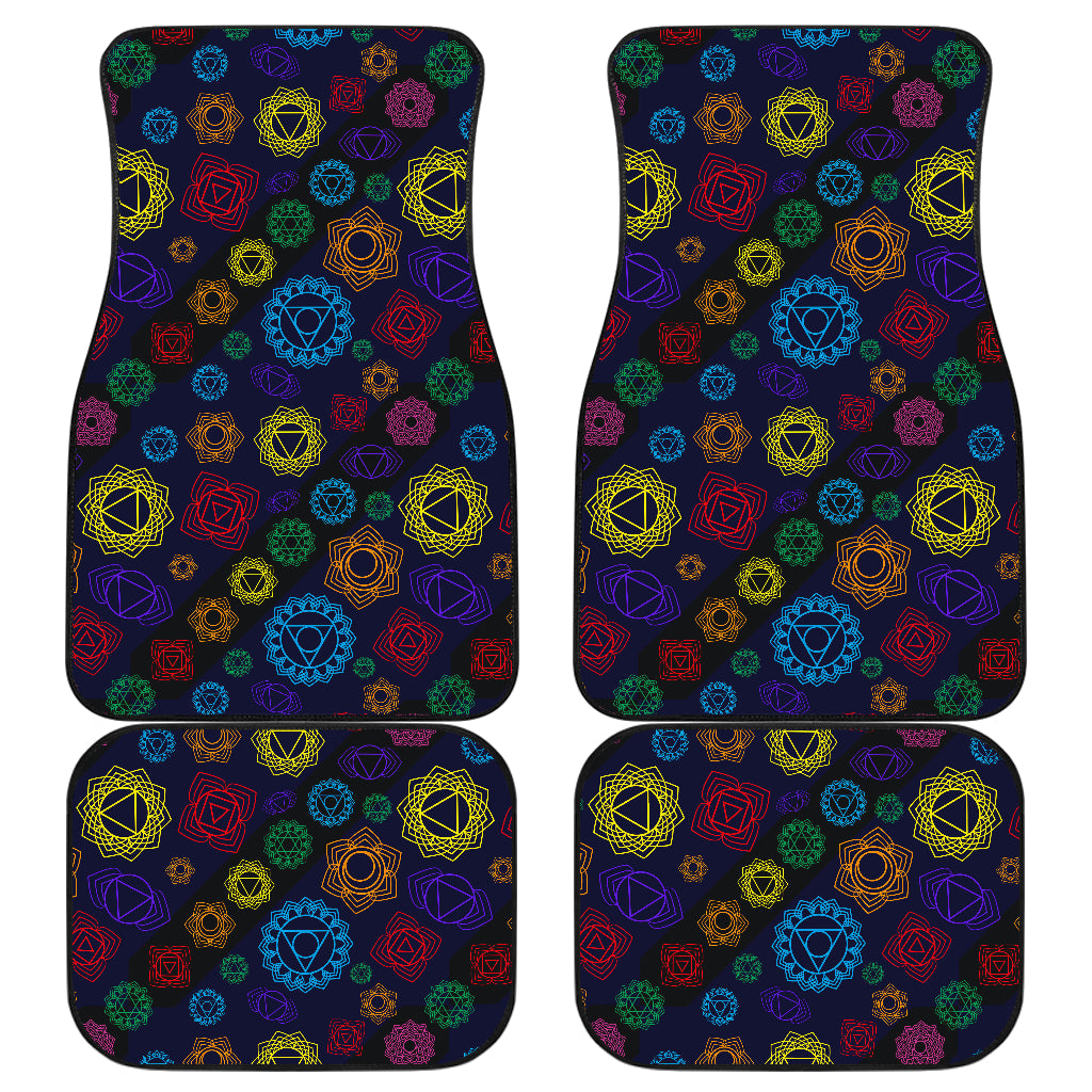 Chakra Colorful Print Pattern Car Floor Mats Front Back