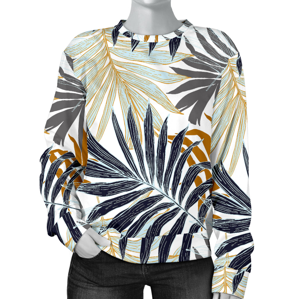 Colorful Tropical Palm Leaves Women Long Sleeve Sweatshirt