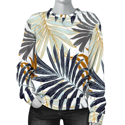 Colorful Tropical Palm Leaves Women Long Sleeve Sweatshirt