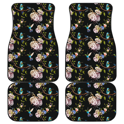 Hummingbird Flower Themed Print Car Floor Mats Front Back