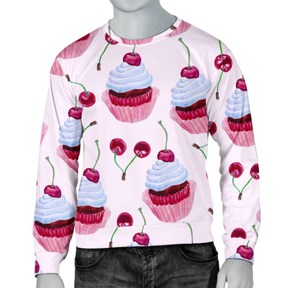 Cherry Cupcake Pink Pattern Men Long Sleeve Sweatshirt