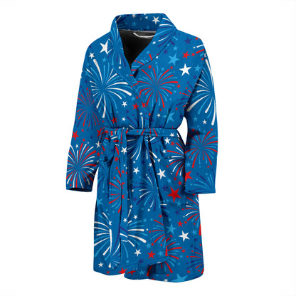 Firework Celebration Print Design LKS304 Men Bathrobe