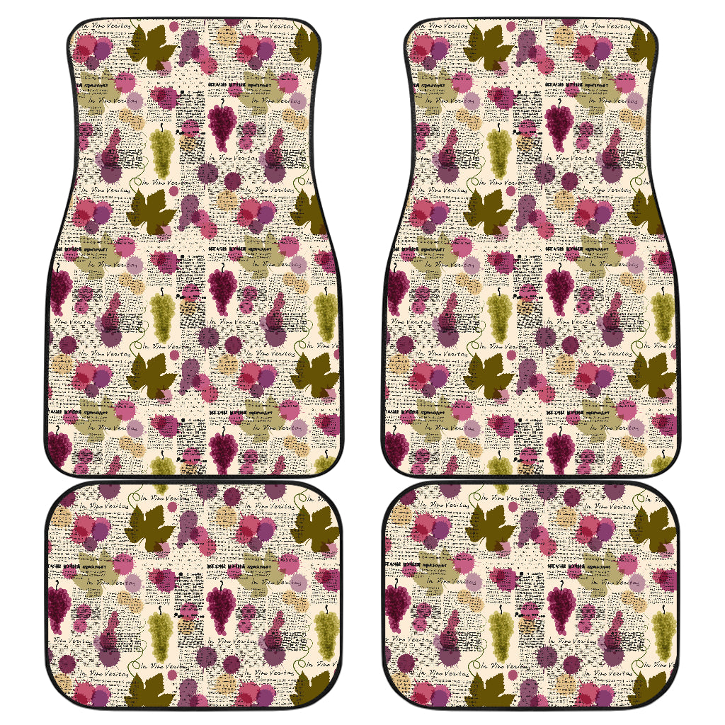 Wine Style Design Print Car Floor Mats Front Back