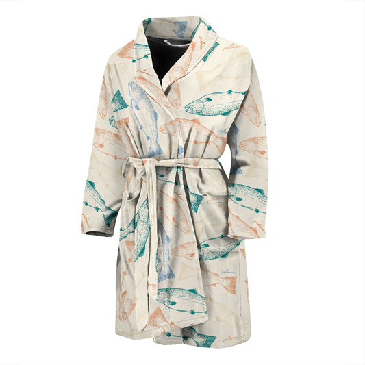 Salmon Fish Print Design LKS305 Men Bathrobe