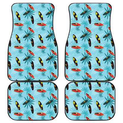 Surfboard Themed Pattern Car Floor Mats Front Back